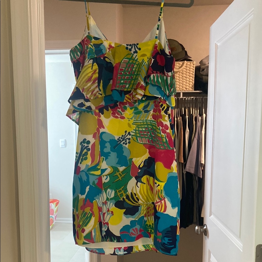 J.Crew Multicolor Sleeveless Printed Ruffle Front Cami Dress - Picture 5 of 6